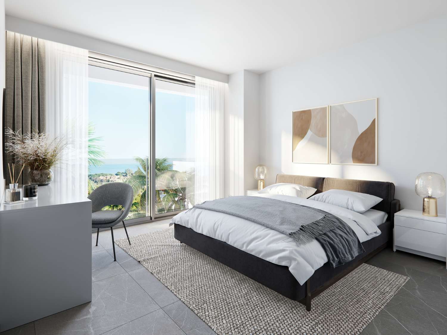 Lyxig lägenhet i Marbella, bottenvåning med privat trädgård i urbanisering på första raden av Golfbanan