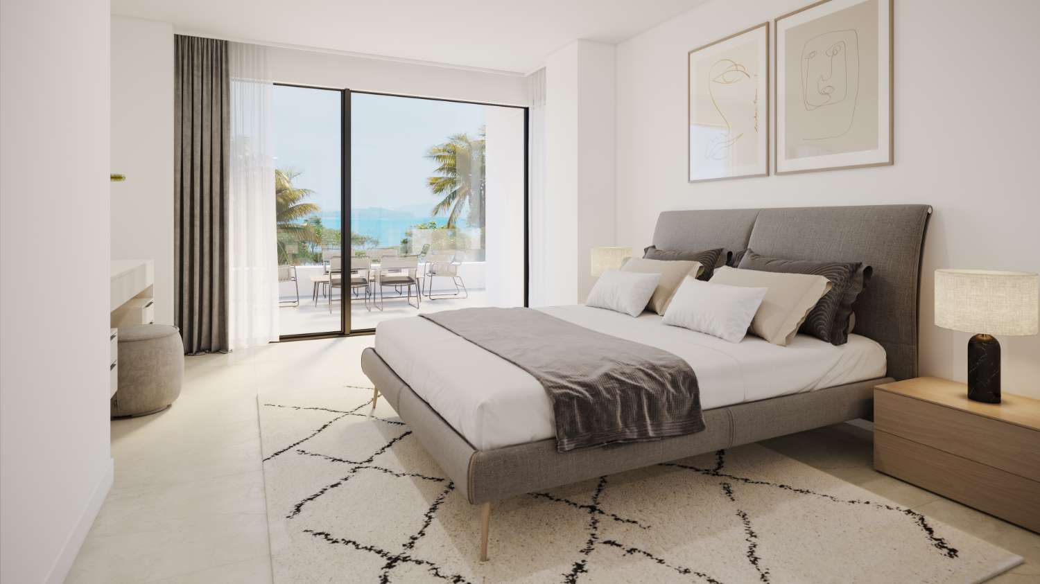 Luxe appartement in Marbella, begane grond met privétuin in urbanisatie op de eerste lijn van de golfbaan