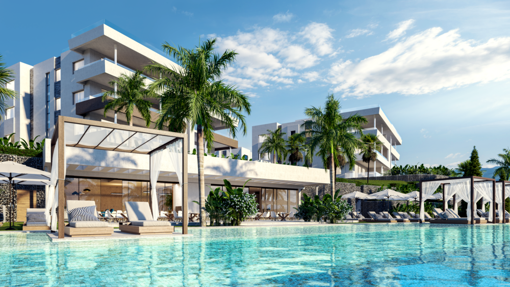 Luxueux appartement à Marbella, rez-de-chaussée avec jardin privé dans l’urbanisation sur la première ligne du parcours de golf