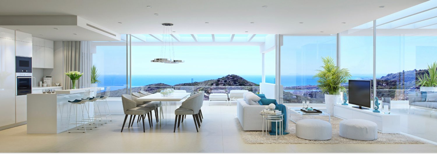 Vakker luksusleilighet i bolig med fantastisk utsikt over havet noen få minutter fra Marbella