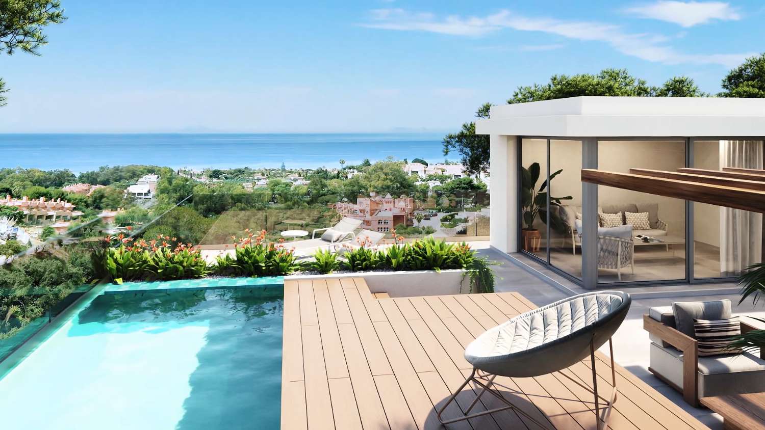Apartament en planta baixa amb vistes a la mar i jardí en venda a Cabopino, Marbella Est.
