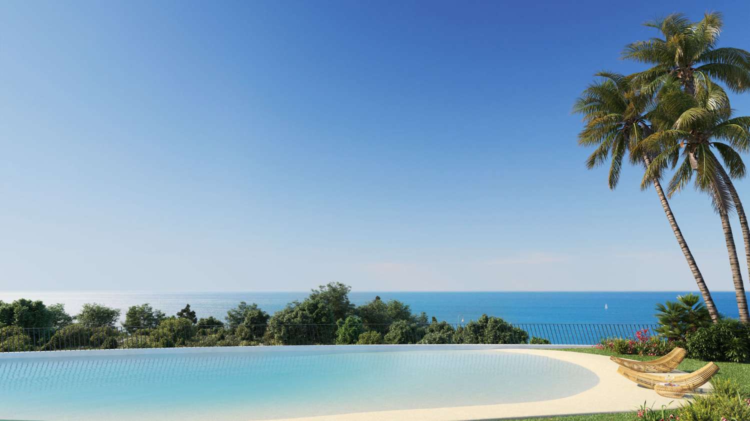 Schöne freistehende Villa vor dem Strand mit Meerblick