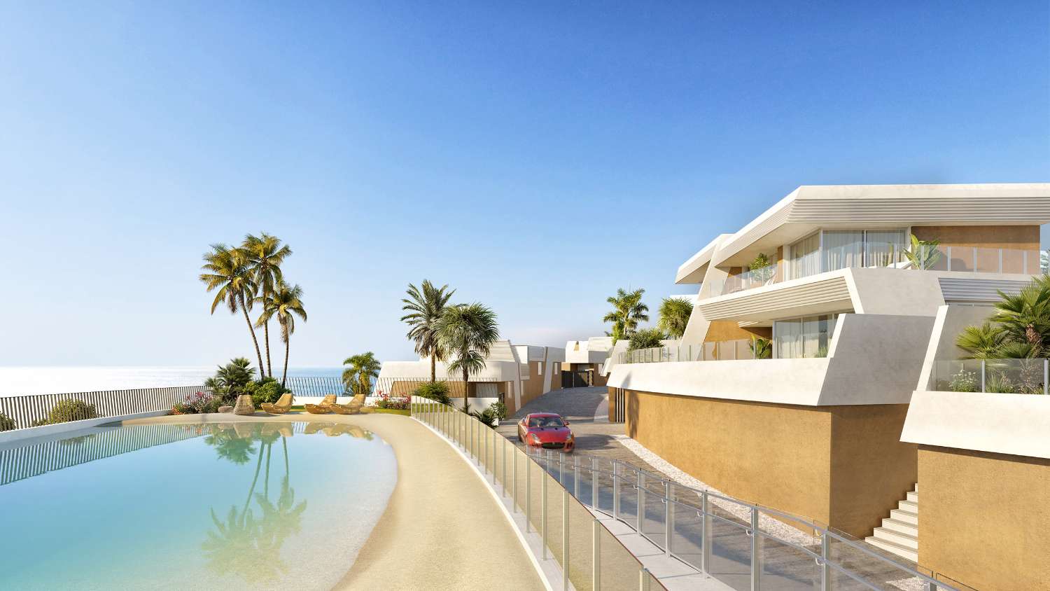 Preciosa villa independiente en frente de la playa con vistas del mar