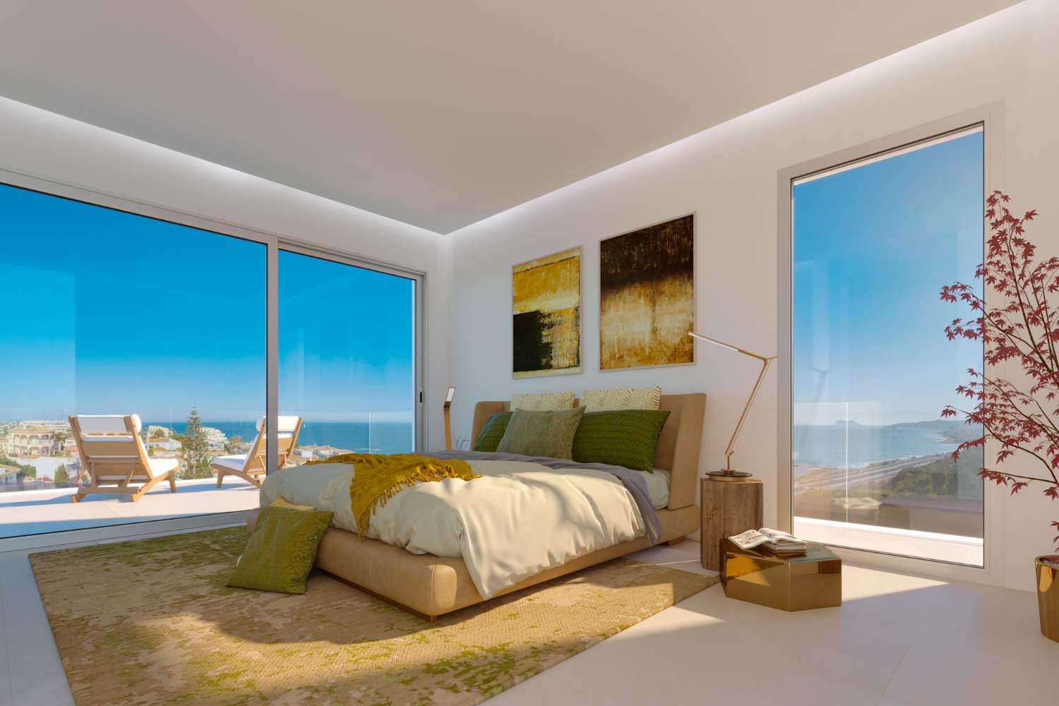 Schöne freistehende Villa vor dem Strand mit Meerblick