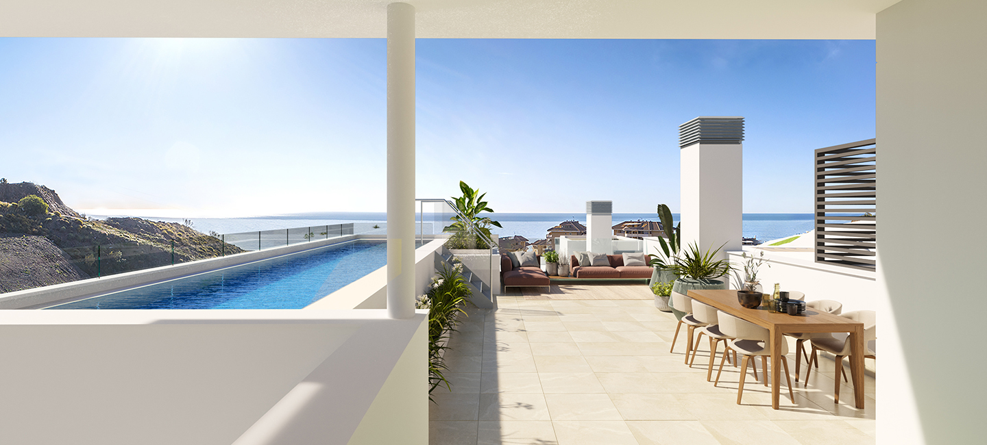 Ático de 2 dormitorios y dos baños con terraza de 103 m2 al lado de la playa