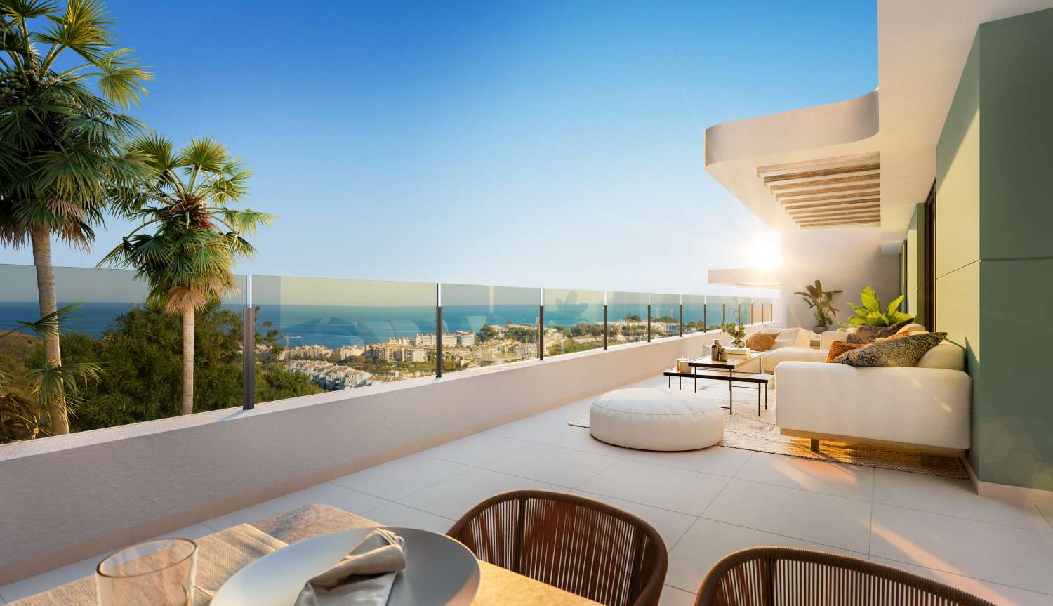 New construction in Mijas large terraces overlooking the Sea