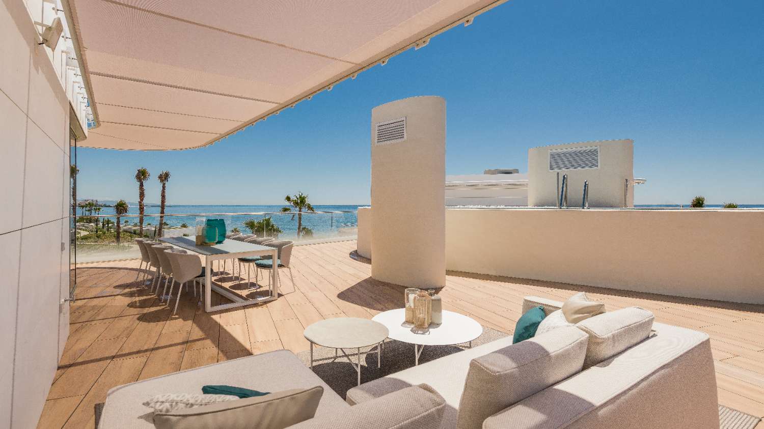 Schönes Luxus-Penthouse 3 Schlafzimmer direkt am Strand mit großer Terrasse