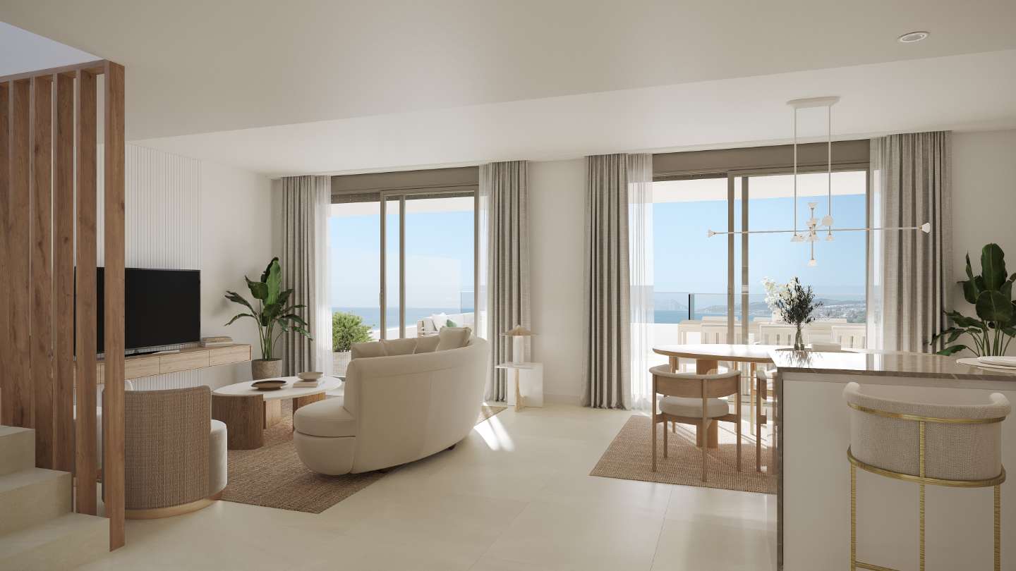 Nieuw appartement naast het strand met uitzicht op zee
