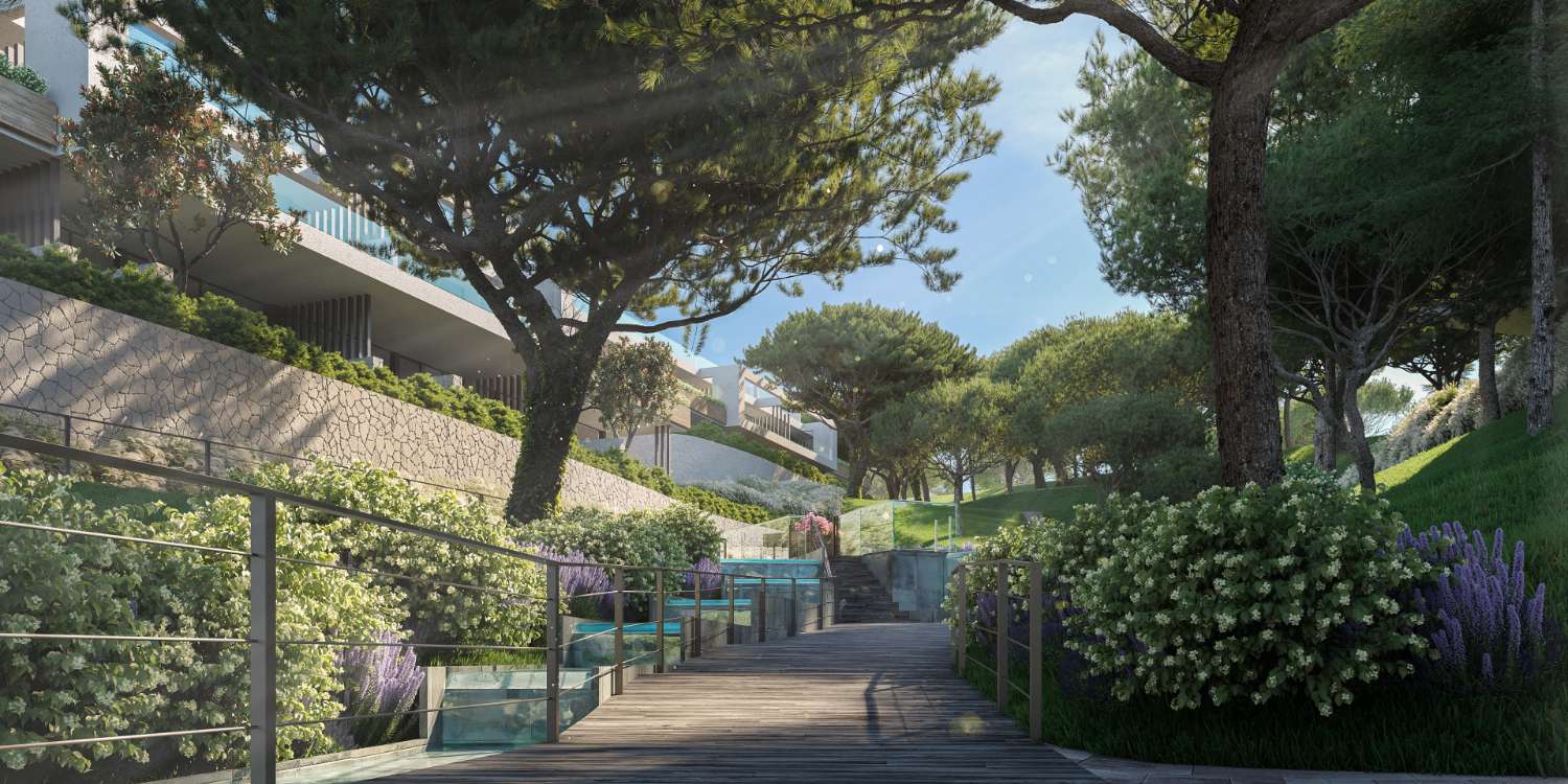 Pohjakerroksen huoneisto merinäköalalla ja puutarhaan myytävänä Cabopinossa, Marbellan itäosassa.