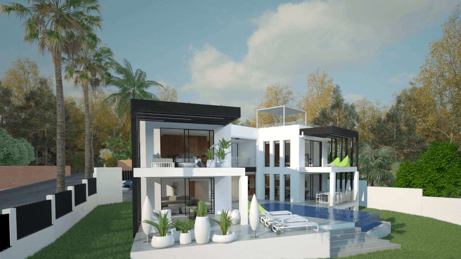 Ensam och licens att bygga en modern 3-vånings villa med havsutsikt, bara 200 meter från stranden i Marbella East