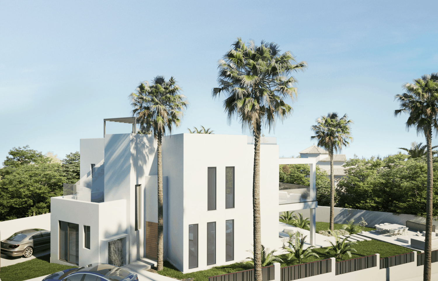 Ensam och licens att bygga en modern 3-vånings villa med havsutsikt, bara 200 meter från stranden i Marbella East