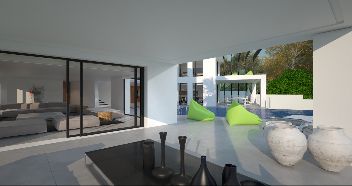 Allein und Lizenz zum Bau einer modernen 3-stöckigen Villa mit Meerblick, nur 200 Meter vom Strand in Marbella Ost entfernt